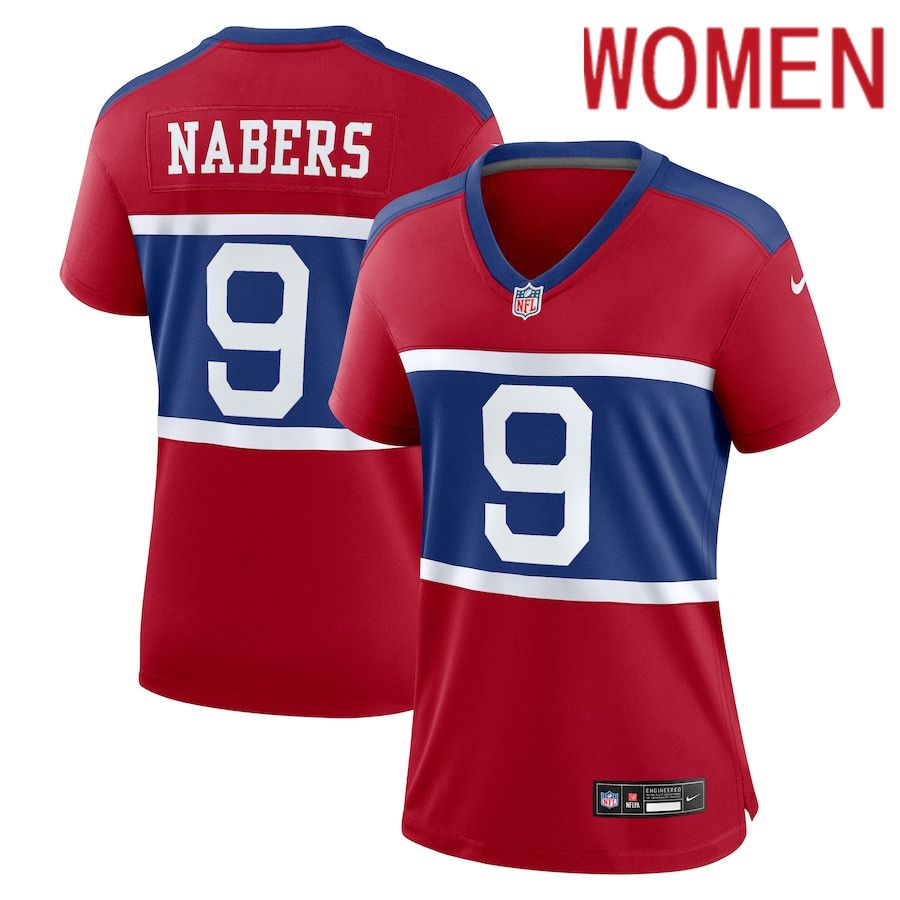 Women New York Giants #9 Malik Nabers Nike Century Red Alternate Player Game NFL Jersey